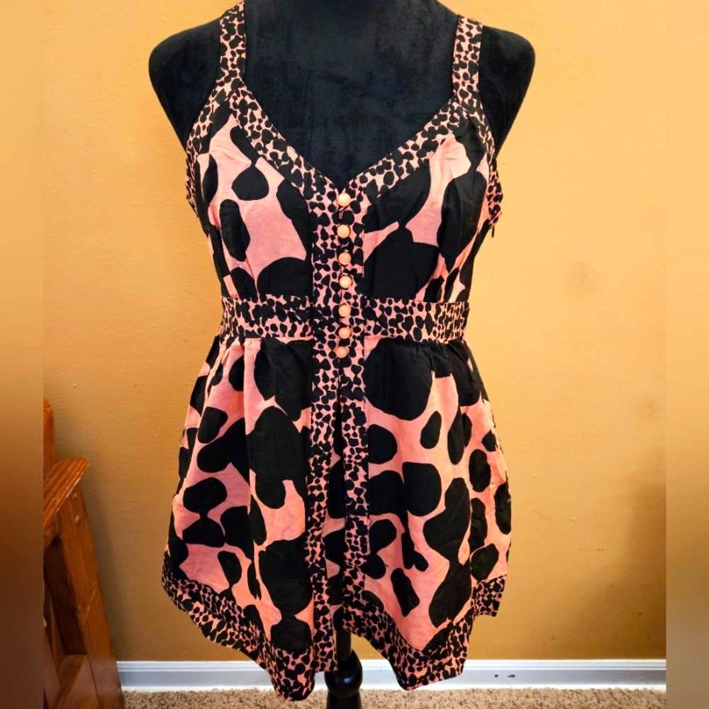Kensie Pink and Black Patterned Tunic